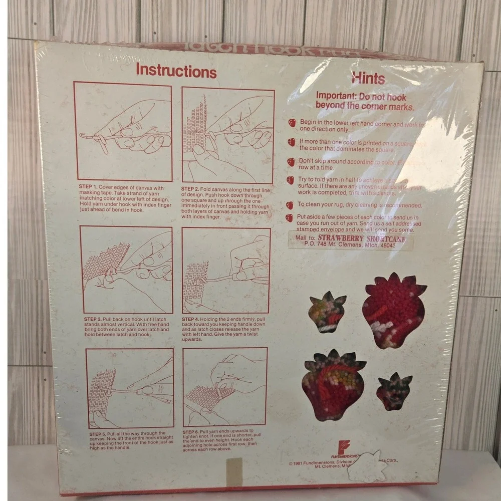 Vintage Strawberry Shortcake Latch Hook Rug Kit Craft Master 1981 Sealed 20